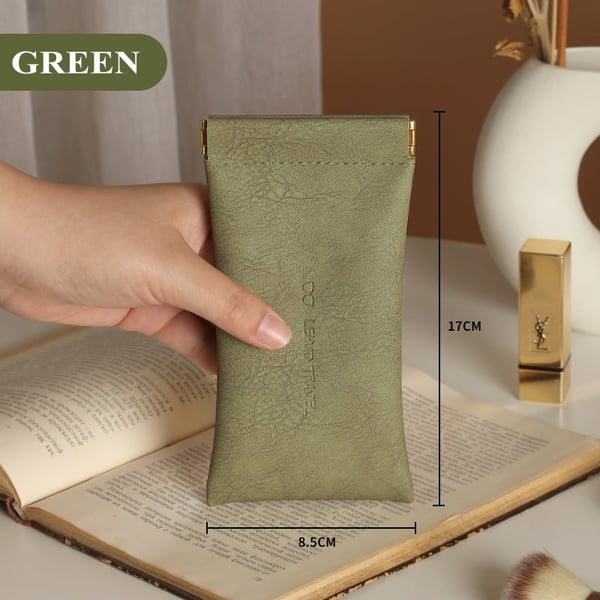 Leather organizer bag with snap closure