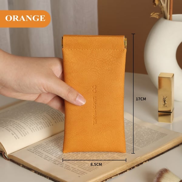 Leather organizer bag with snap closure