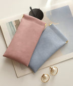 Leather organizer bag with snap closure