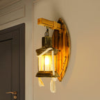 Single Bulb Wall Light Sconce Rustic Style Lantern Clear Glass Wall Mounted Lamp in Antique Bronze