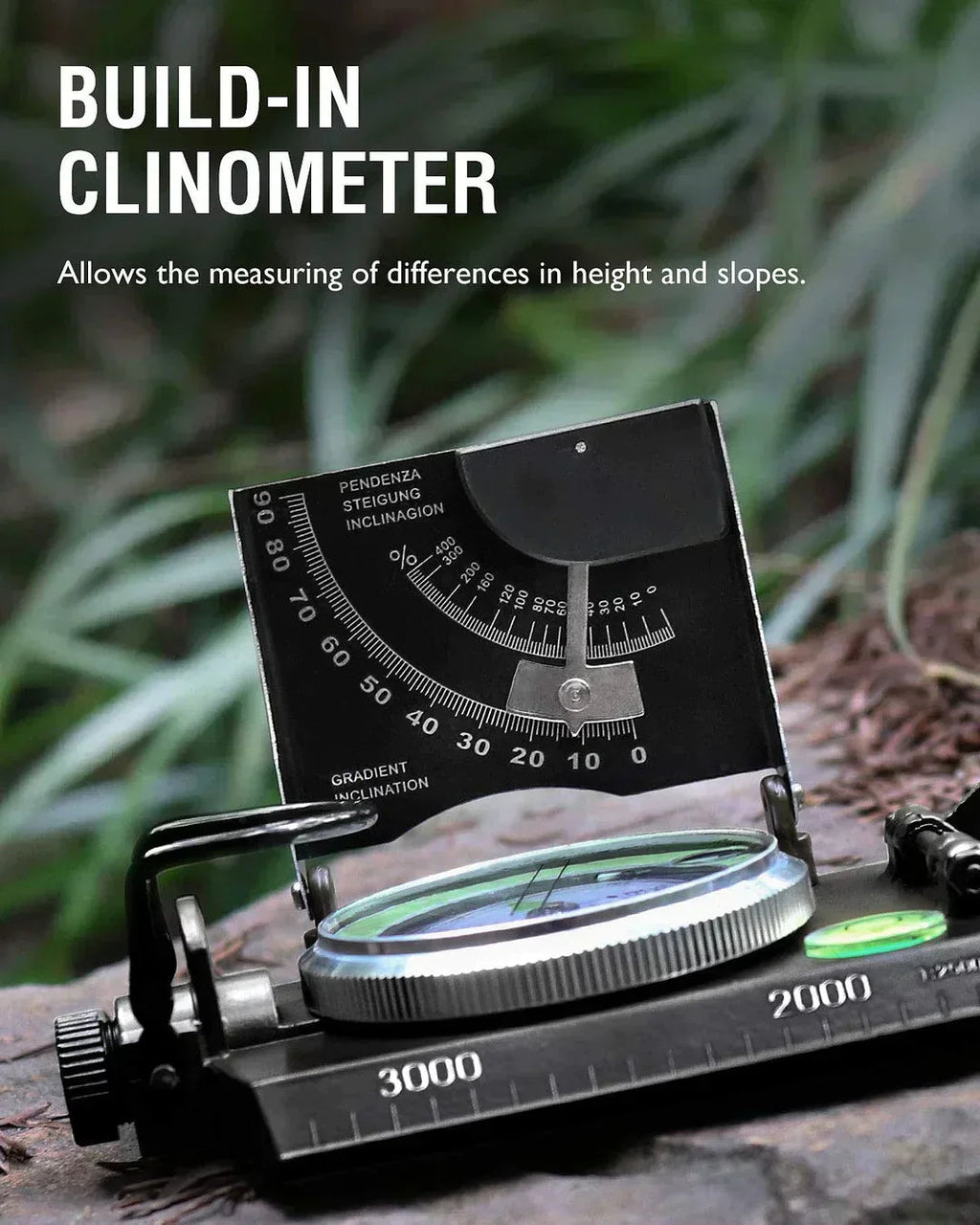 Multifunctional military navigation compass with inclinometer | Shockproof, waterproof compass for hiking, camping, and outdoor life