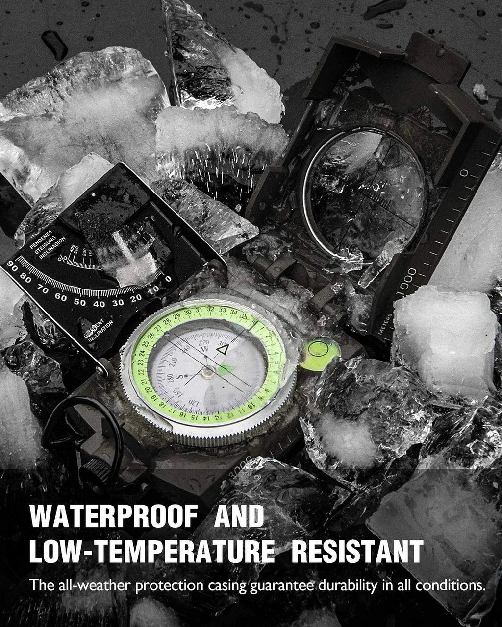 Multifunctional military navigation compass with inclinometer | Shockproof, waterproof compass for hiking, camping, and outdoor life