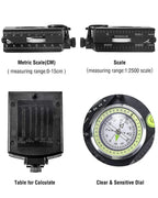 Multifunctional military navigation compass with inclinometer | Shockproof, waterproof compass for hiking, camping, and outdoor life