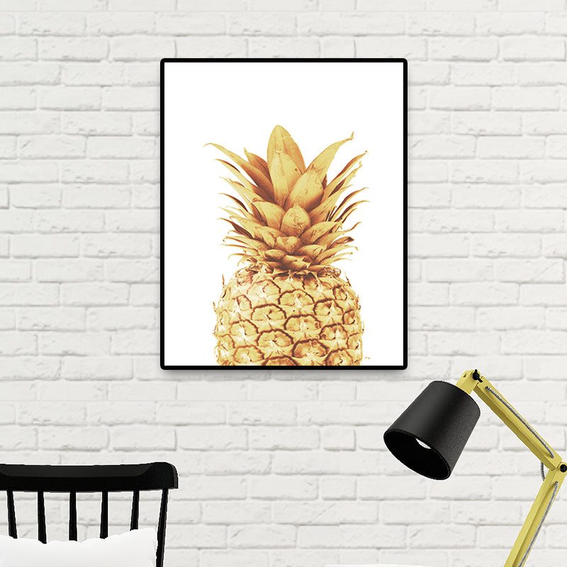 Golden Pineapple Wall Decoration Fruit Tropical Texture Canvas Print for Dining Room