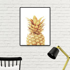 Golden Pineapple Wall Decoration Fruit Tropical Texture Canvas Print for Dining Room