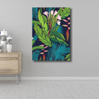 Tropics Magnolia and Plant Painting for Living Room Canvas in Green, multiple sizes available