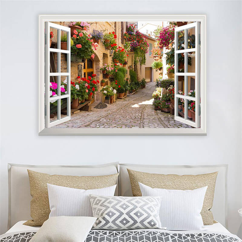 3D window with a view Decorative wall mural