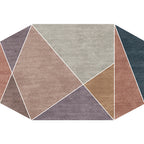 Blue and Brown Irregular Rug Bedroom Novelty Color Block Pattern Area Rug Polyester Pet-Friendly Rug