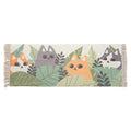 Green and ivory children's rug Kids Animal Cat Fish Pattern Area Rug Cotton Pet-friendly Carpet with Fringe