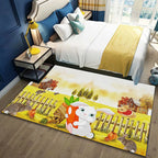Kids Children's Room Rug in Blue and Pink Animal Cat Rabbit Dolphin Print Rug Polyester Pet-Friendly Area Rug