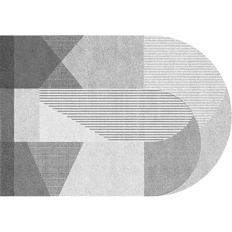 Novelty Living Room Irregular Carpet in Pink and Grey Color Block Stripe Print Carpet Polyester Non-Slip Rug