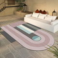Novelty Living Room Irregular Rug in Pink Color Block Arch Rectangular Print Rug Polyester Machine Washable Rug
