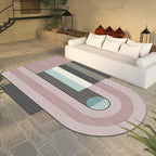 Novelty Living Room Irregular Rug in Pink Color Block Arch Rectangular Print Rug Polyester Machine Washable Rug