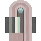 Novelty Living Room Irregular Rug in Pink Color Block Arch Rectangular Print Rug Polyester Machine Washable Rug