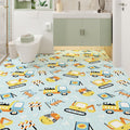 Kids Children's Room Carpet in Blue Cars & Roads Excavator Zebra Print Carpet PVC Machine Washable Carpet
