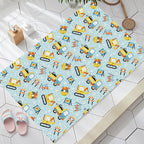 Kids Children's Room Carpet in Blue Cars & Roads Excavator Zebra Print Carpet PVC Machine Washable Carpet