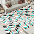 Pink and Green Bedroom Rug Modern Rectangular Pattern Area Rug Polyester Anti-Slip Back Rug
