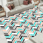 Pink and Green Bedroom Rug Modern Rectangular Pattern Area Rug Polyester Anti-Slip Back Rug