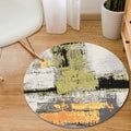 Blue and Yellow Bedroom Rug Modern Abstract Brush Stroke Pattern Rug Polyester Pet-Friendly Rug