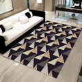 Black Bedroom Rug Modern Geometric Triangle Pattern Area Rug Polyester Stain Resistant Rug