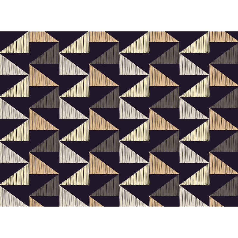 Black Bedroom Rug Modern Geometric Triangle Pattern Area Rug Polyester Stain Resistant Rug