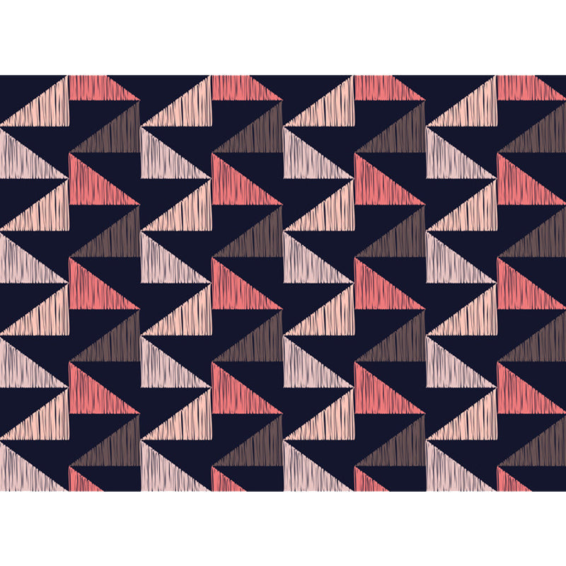 Black Bedroom Rug Modern Geometric Triangle Pattern Area Rug Polyester Stain Resistant Rug