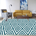 Modern living room rug in green check pattern with diamond print rug Polyester anti-slip backing rug for the living area