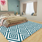 Modern living room rug in green check pattern with diamond print rug Polyester anti-slip backing rug for the living area