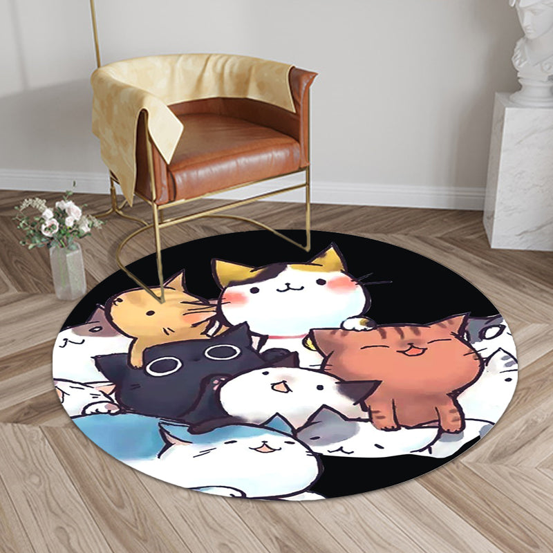 Kids children's room carpet in black and white animal cat print carpet polyester non-slip back carpet