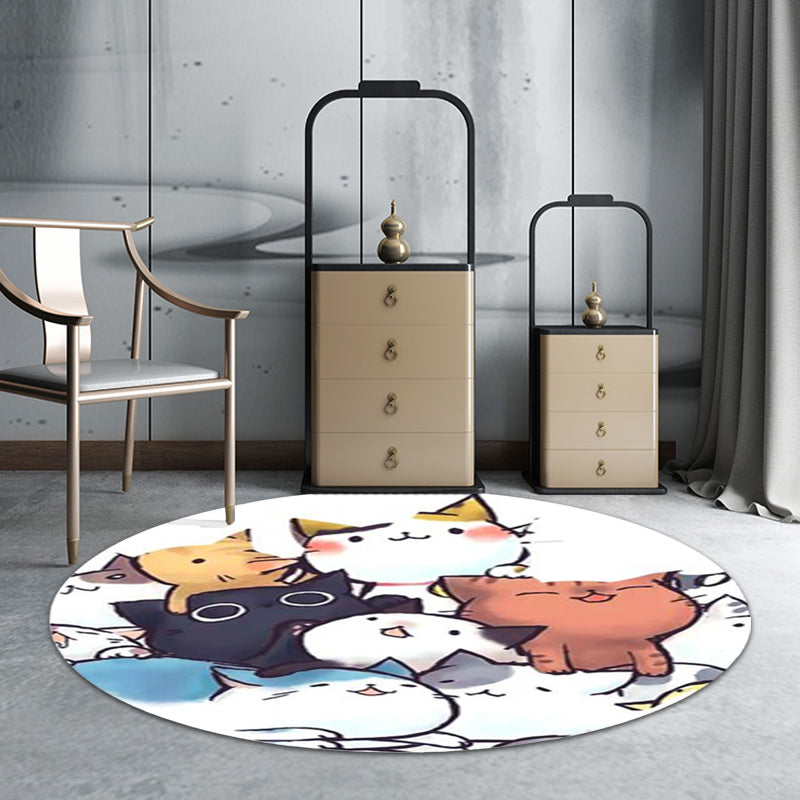 Kids children's room carpet in black and white animal cat print carpet polyester non-slip back carpet