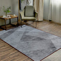 Modern living room rug in gray abstract irregular shape print rug polyester stain-resistant rug