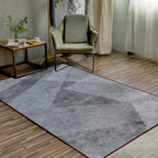 Modern living room rug in gray abstract irregular shape print rug polyester stain-resistant rug