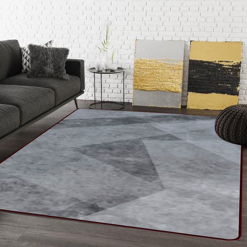 Modern living room rug in gray abstract irregular shape print rug polyester stain-resistant rug