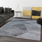 Modern living room rug in gray abstract irregular shape print rug polyester stain-resistant rug