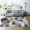 Yellow and Brown Bedroom Rug Modern Geometric Square Pattern Rug Polyester Stain Resistant Rug