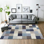Yellow and Brown Bedroom Rug Modern Geometric Square Pattern Rug Polyester Stain Resistant Rug