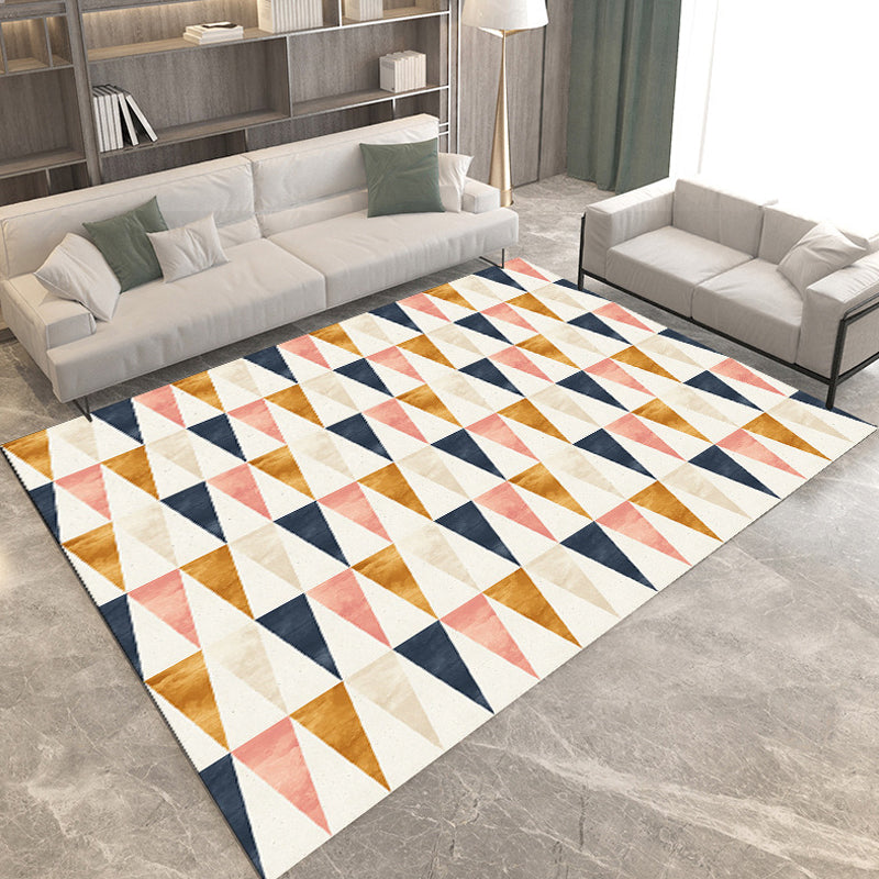 Simple modern rug in gray and brown geometric pattern rug polyester dirt-repellent rug for home decor