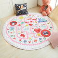 Grey and Pink Toddler Carpet Children Cars & Roads House Heart Pattern Area Rug Polyester Stain Resistant Carpet