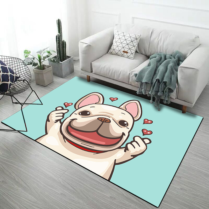 Stylish Children's Carpet in Pink and Grey Animals Unicorn Rabbit Dog Pattern Rug Polyester Non-slip Rug for Kids' Room