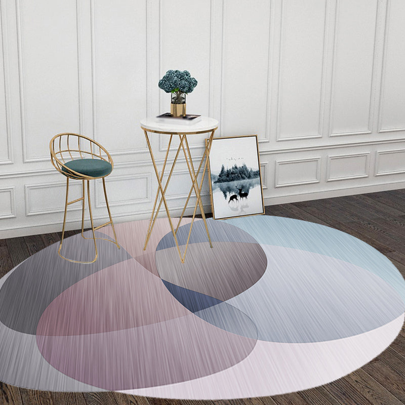 Gray Irregular Bedroom Carpet Novelty Color Block Pattern Rug Polyester Stain Resistant Carpet