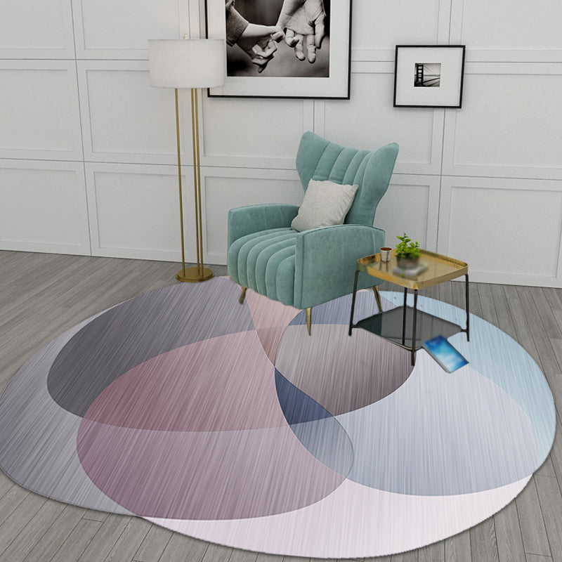 Gray Irregular Bedroom Carpet Novelty Color Block Pattern Rug Polyester Stain Resistant Carpet