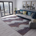 Modern living room rug in brown and purple with abstract stripe pattern rug polyester pet-friendly area rug
