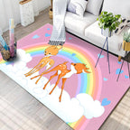 Black and Blue Kids Room Carpet Kids Animal Butterfly Deer Whale Pattern Rug Polyester Machine Washable Carpet