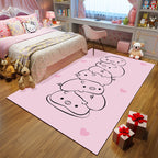 Unique Children Carpet in Pink and Black Animal Unicorn Cat Pig Pattern Carpet Polyester Pet Friendly Rug for Kids Room