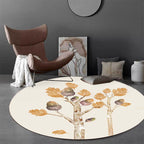 Casual Kids Rug in Ivory Botanical Tree Pattern Rug Polyester Pet-Friendly Rug for the Children's Room