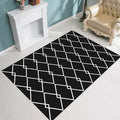 Scandinavian modern rug in black geometry rhombus pattern rug polyester anti-slip rug for home decoration