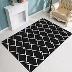 Scandinavian modern rug in black geometry rhombus pattern rug polyester anti-slip rug for home decoration