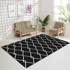 Scandinavian modern rug in black geometry rhombus pattern rug polyester anti-slip rug for home decoration