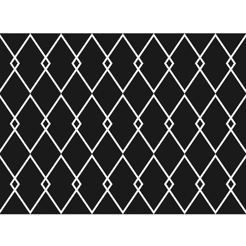 Scandinavian modern rug in black geometry rhombus pattern rug polyester anti-slip rug for home decoration