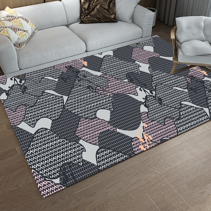 Gray Bedroom Carpet Modern Abstract Stripes Twisted Line Pattern Carpet Polyester Non-Slip Back Carpet
